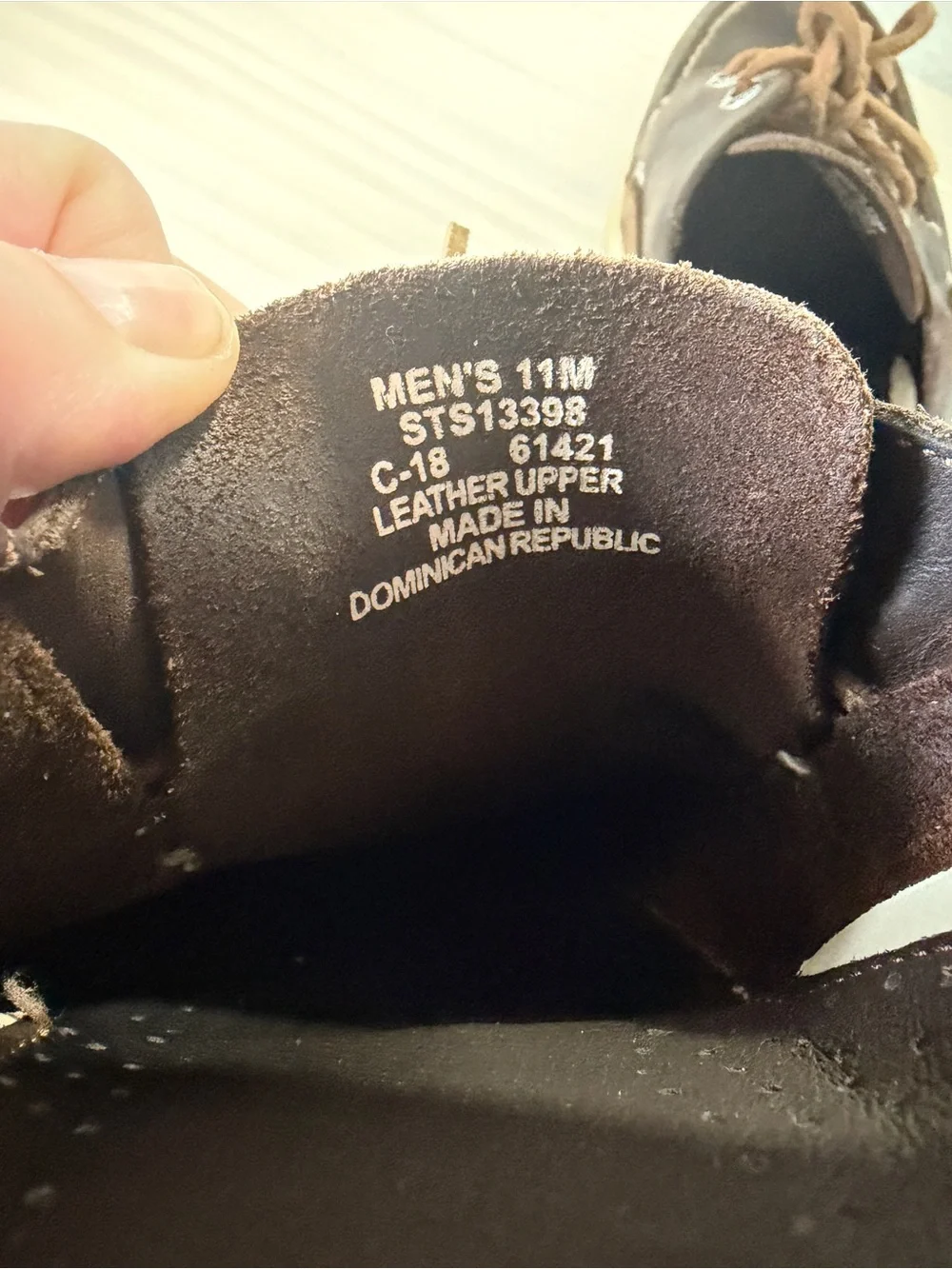 Sperry Dark Brown Leather Boat Shoes with Tan Laces